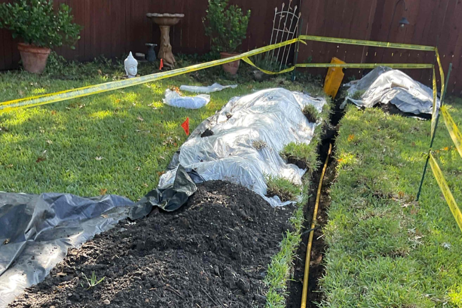 Gas Line in yard being replaced in Lewisville from Meter to the Street