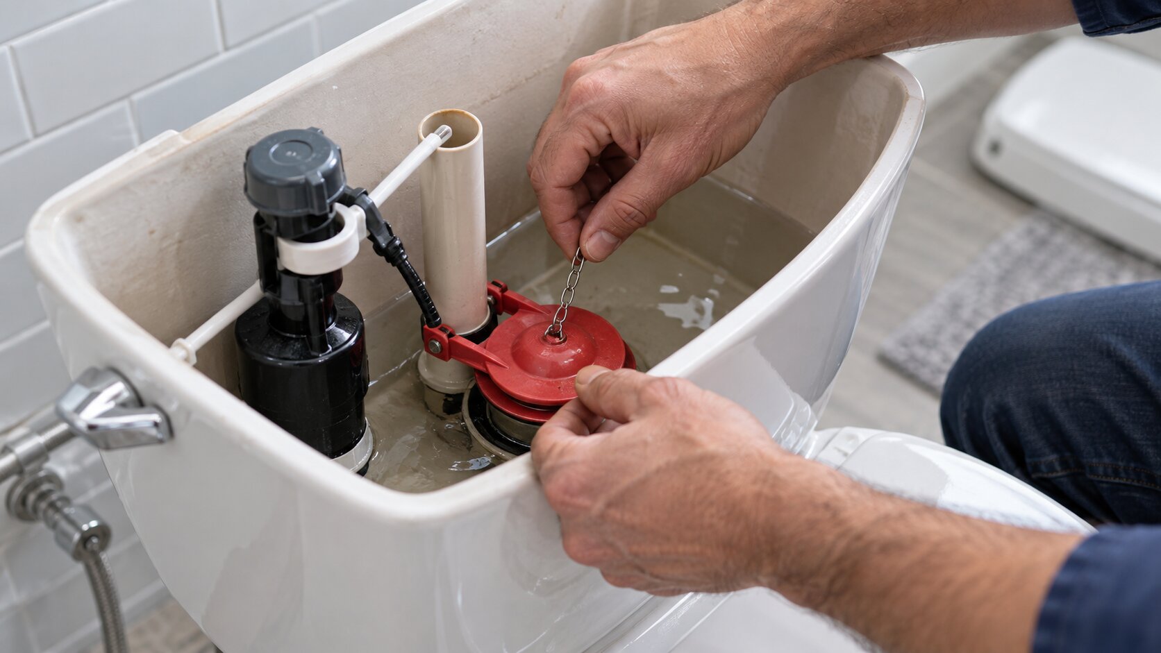 Adjusting a Toilet Flapper Adjusting a Toilet Flapper