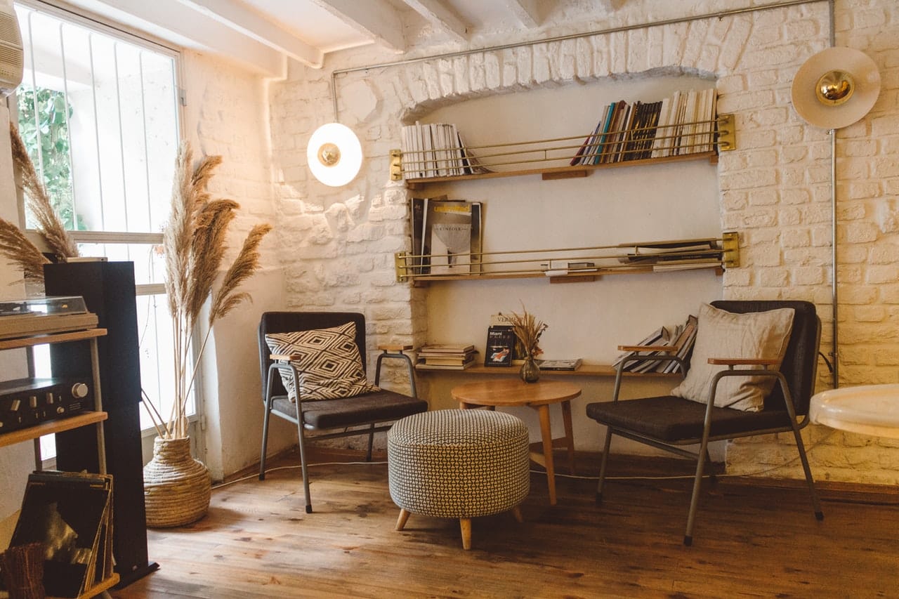Cozy living room with modern rustic interior design style