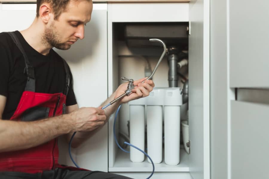 Under-sink water filter installation by CW Service Pros plumber