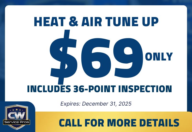 CW Service Pros ad for $69 heat and air tune-up offer