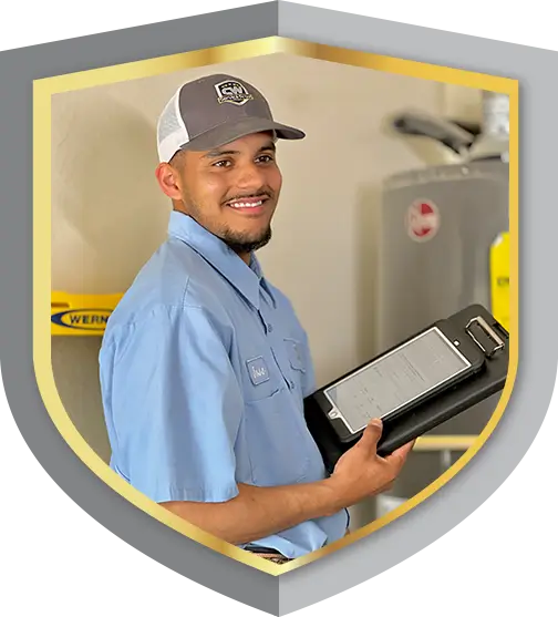 CW Service Pros expert conducting water heater inspection