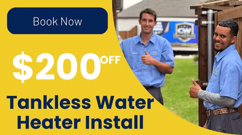 $200 off Tankless Water Heater Install offer by CW Service Pros
