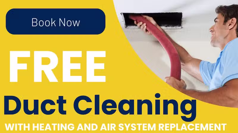 Free duct cleaning with heating and air system replacement offer from CW Service Pros