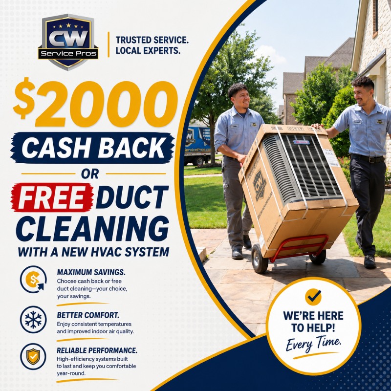 $2000 Cash Back or Free Duct Cleaning with a New HVAC System